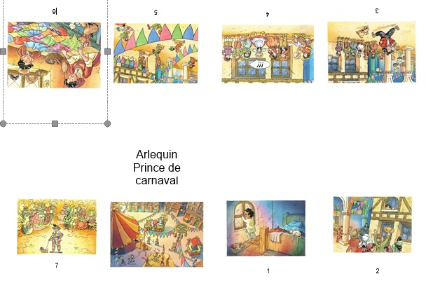 Petit livre Arlequin prince de carnaval, lecture plaisir en maternelle avec les TICE.