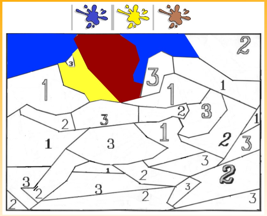 En maternelle, avec Jclic, un coloriage des chiffres un deux trois, 