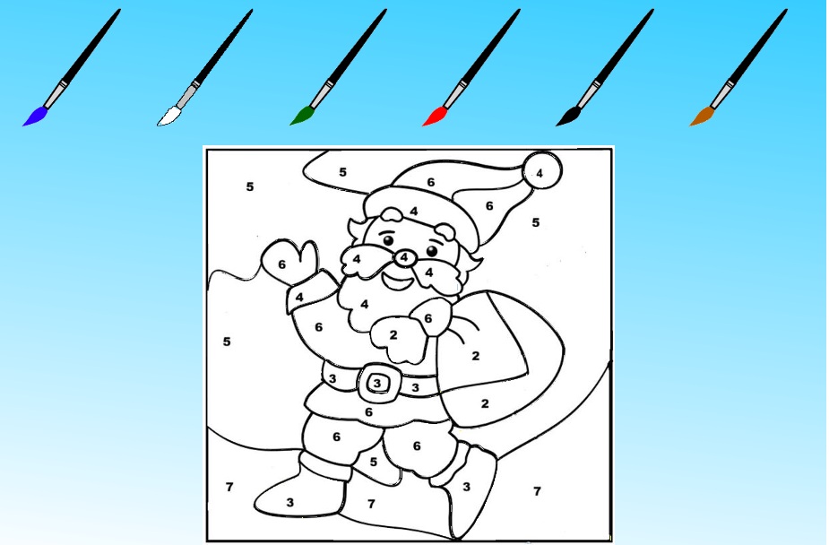 Activité Jclic : colorier avec code, chiffres 2 à 6 en maternelle